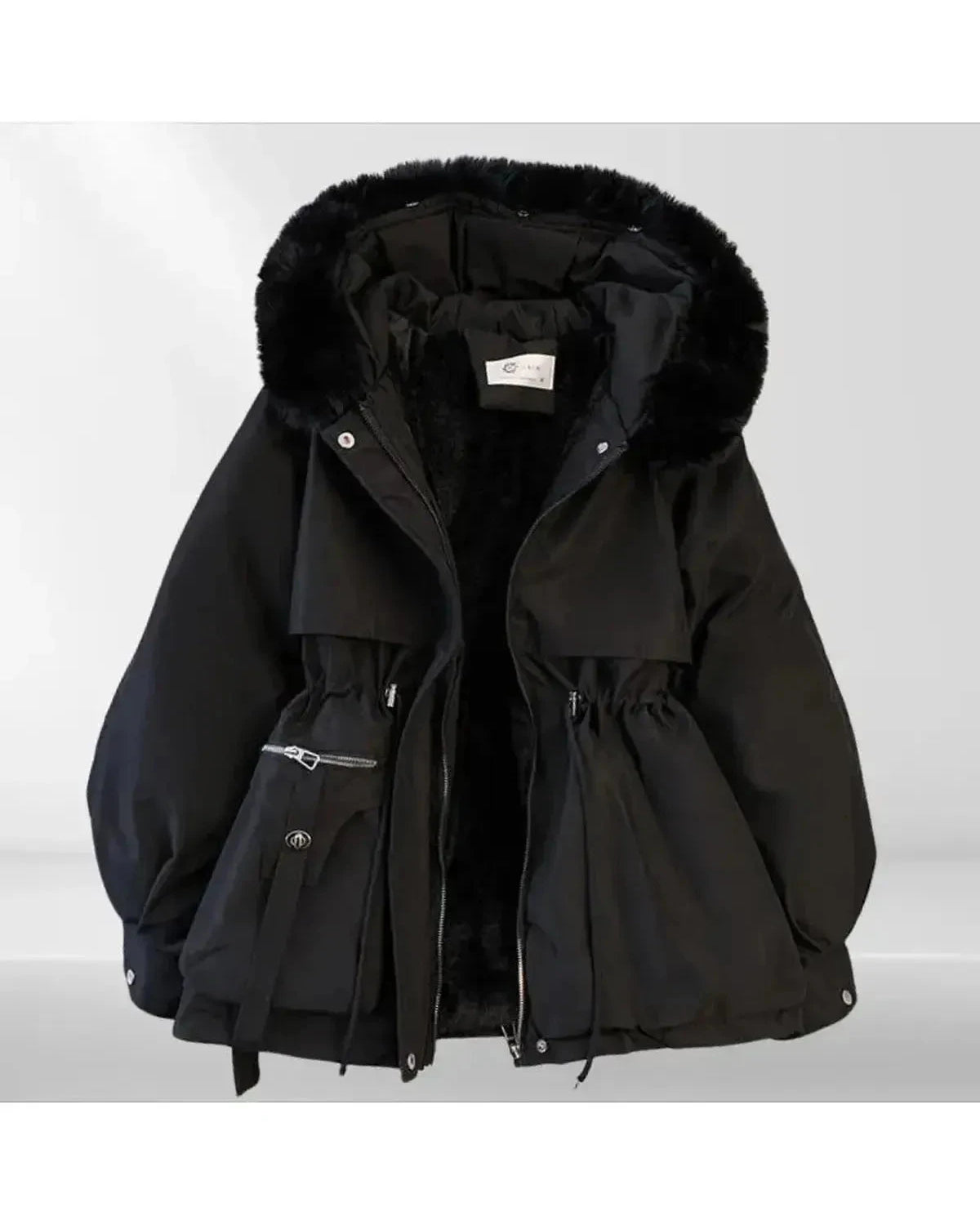 Jarrah comfortable down jacket by Lumina Wear in creme color, featuring a cozy, insulated design ideal for cold weather.
