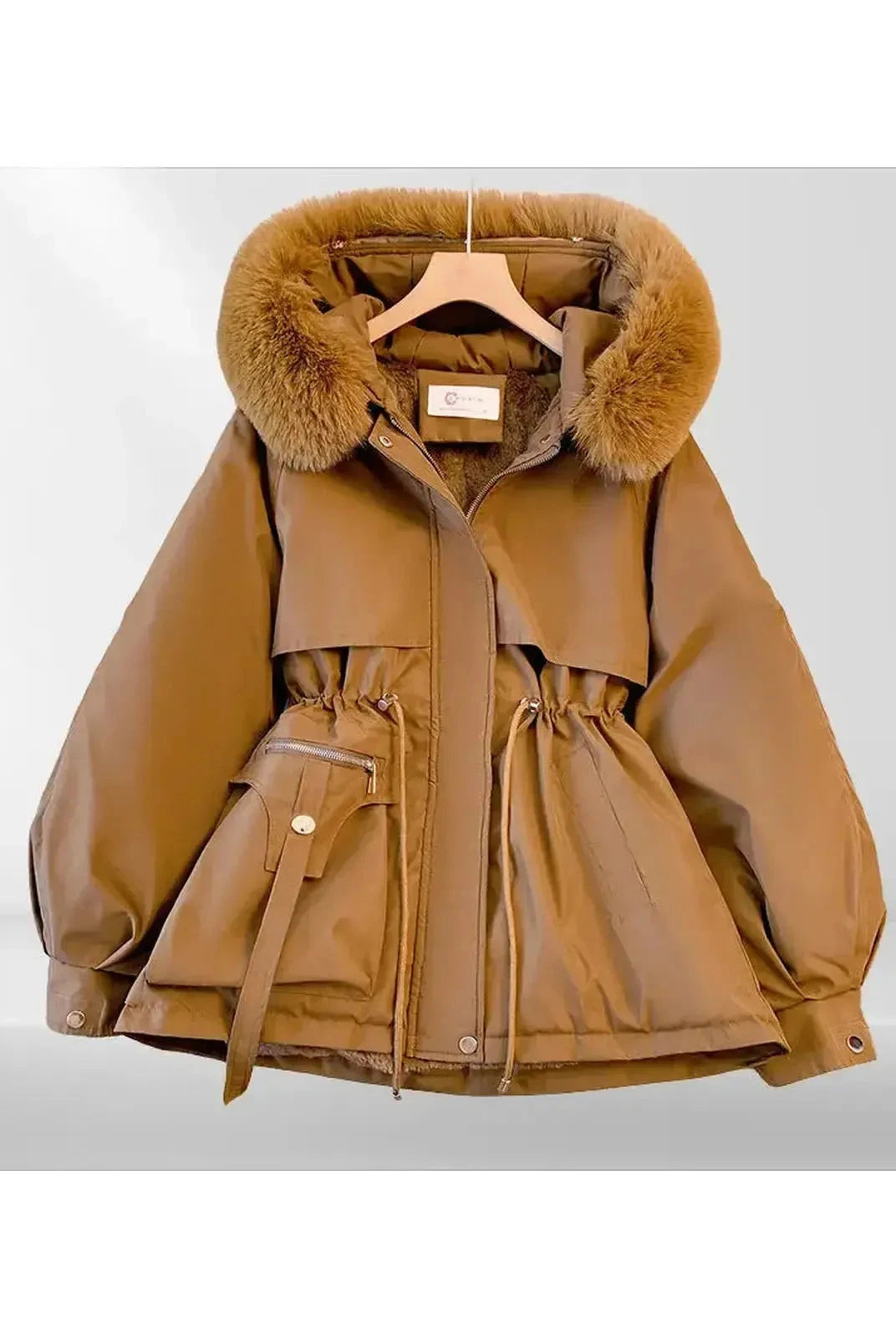 Lumina Vancouver Jarrah comfortable down jacket in creme, lightweight and insulated for warmth and style.