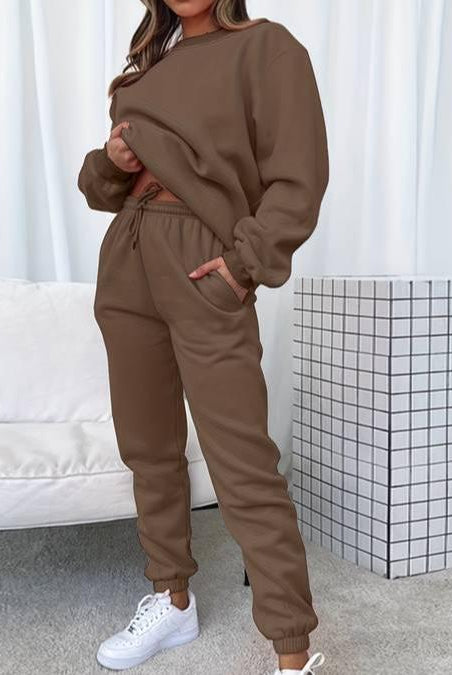 Black Jenna relaxed minimalist sweat set with jogger pants by Lumina Wear, casual and comfortable loungewear for women.