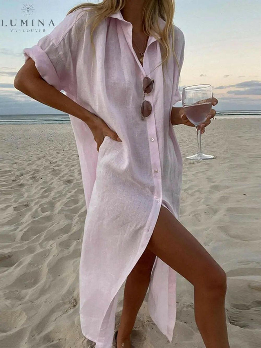 fitted lace wedding dress Jillian - Loose Shirt Maxi Dress