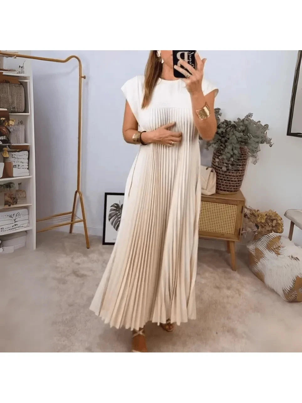 Beige Honorine elegant classy dress by Lumina Vancouver, showcasing a sophisticated design perfect for formal occasions.