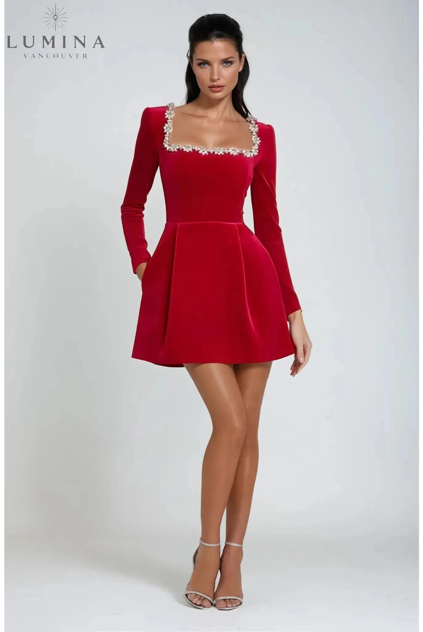Black Garance Mini Dress from Lumina Wear's Isabeau Collection, a stylish evening dress perfect for wedding guests.