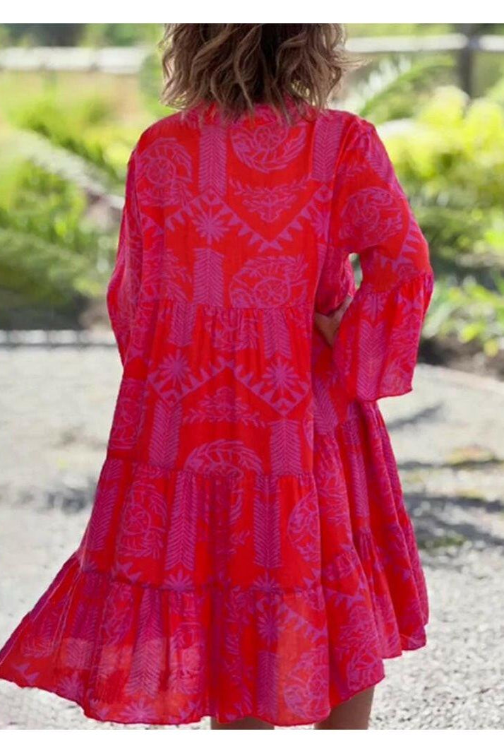 Red Joyce™ Elegant Boho Chic Dress by Lumina Vancouver, featuring flowing fabric and stylish design.