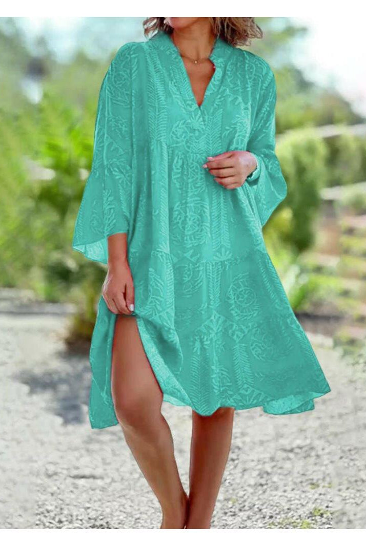 Red Joyce™ Elegant Boho Chic Dress by Lumina Vancouver, flowing fabric and stylish design perfect for casual or special occasions.