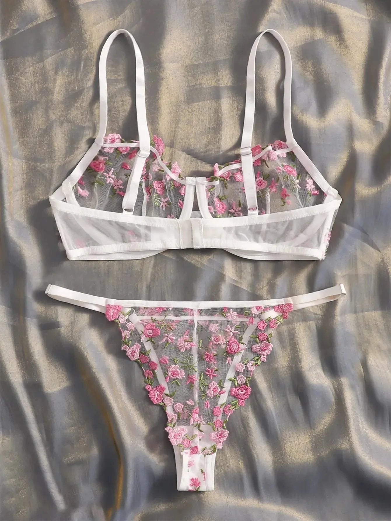 Light pink Juliet floral lingerie set by Lumina Vancouver, casual style with delicate lace details and comfortable fit.
