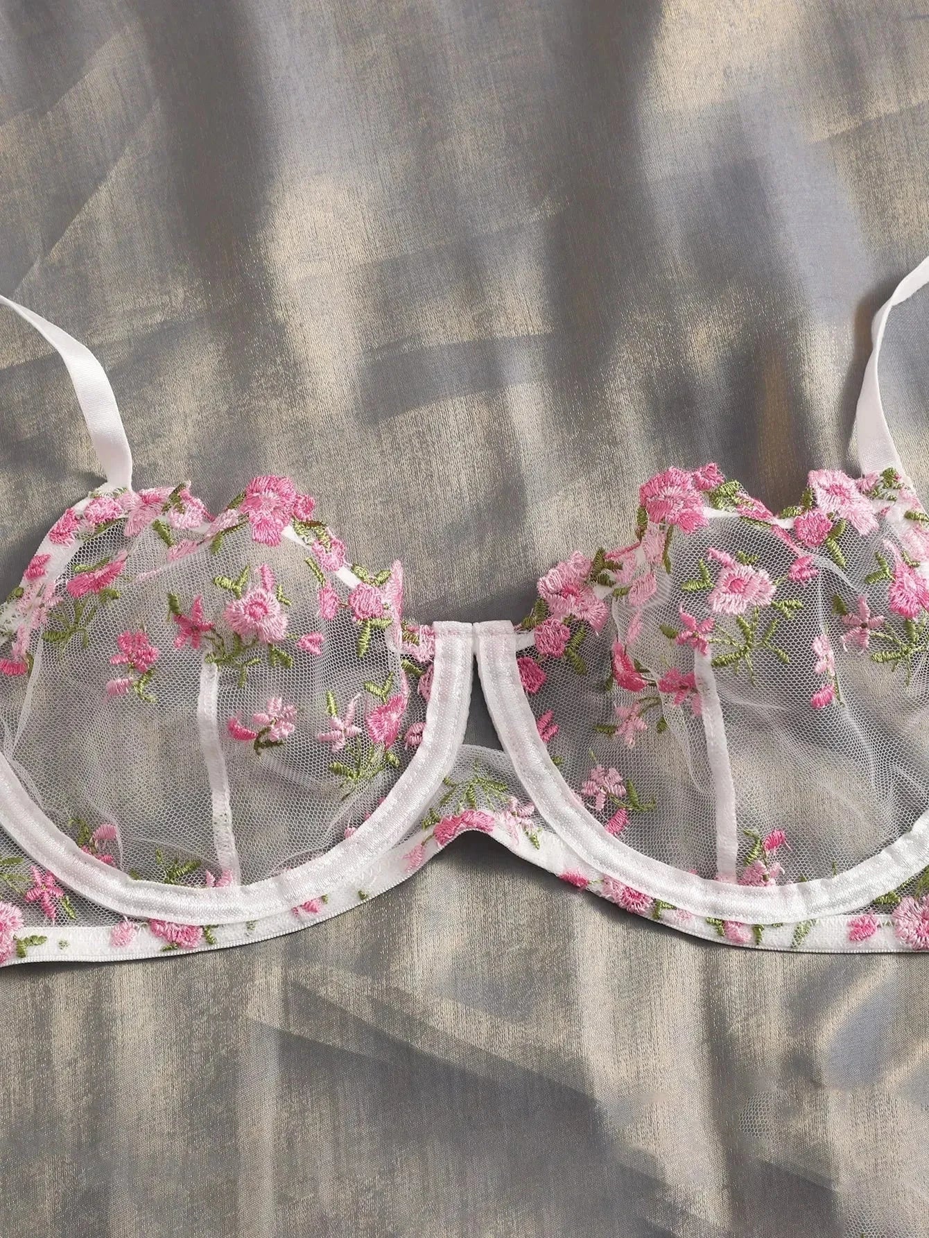 Light pink Juliet floral lingerie set by Lumina Vancouver, featuring a casual, comfortable design with delicate floral patterns.