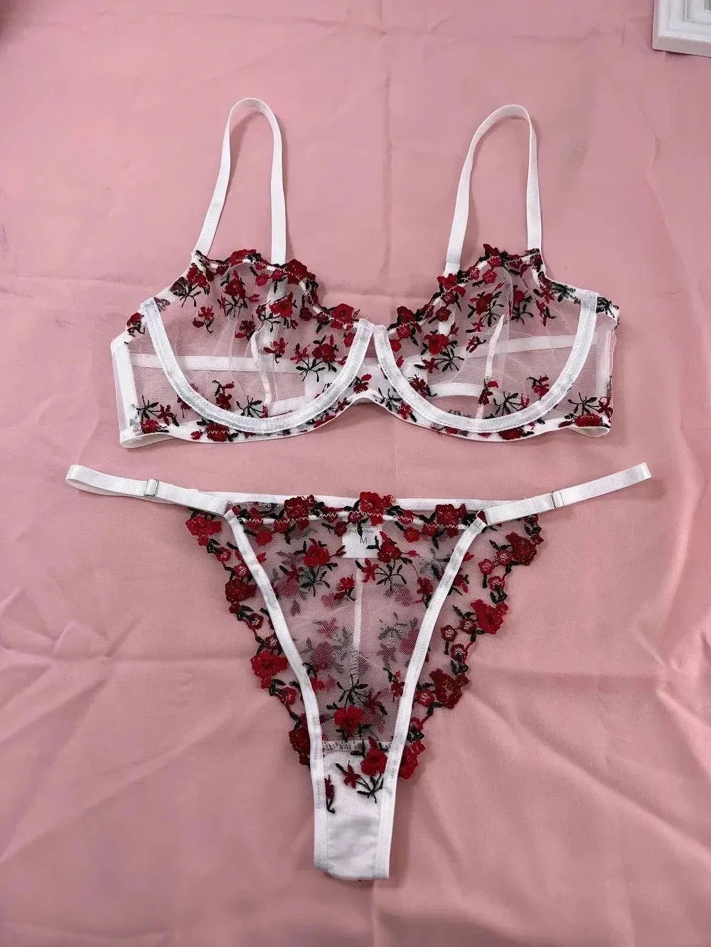 Light pink Juliet floral lingerie set by Lumina Vancouver, casual style with delicate floral patterns and comfortable fit.