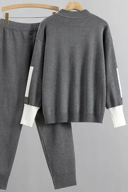 Red Kaitlyn relaxed chic lounge set by Lumina Wear featuring modern accents, comfortable loungewear for stylish relaxation.