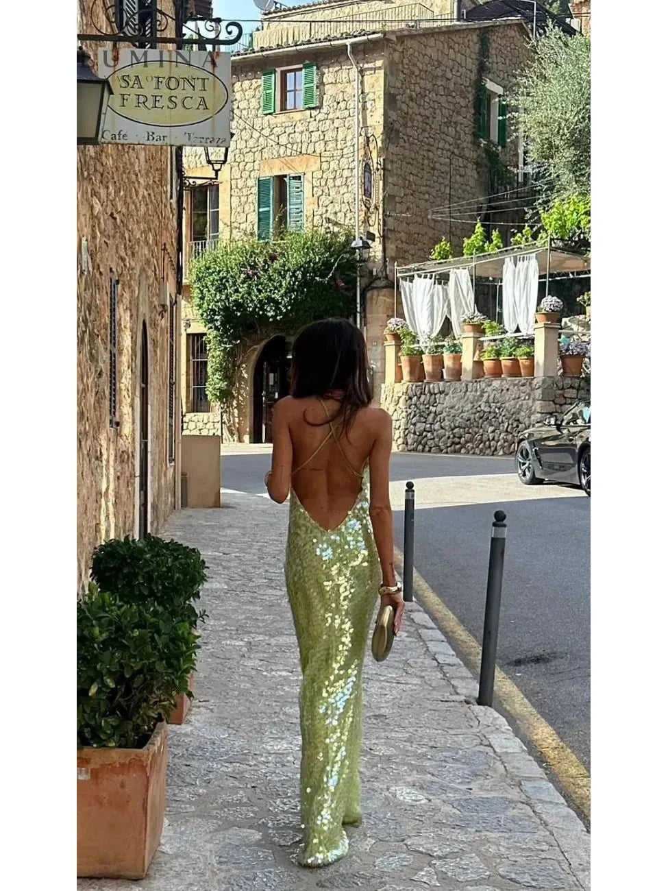 Girls' Kendal sequins maxi dress by Lumina Vancouver, perfect for a night out, featuring shiny sequined fabric and elegant design.