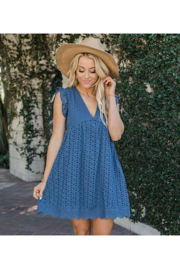 Black Kenna Breezy Summer Dress by Lumina Wear, lightweight and stylish for warm weather, shown on a model.