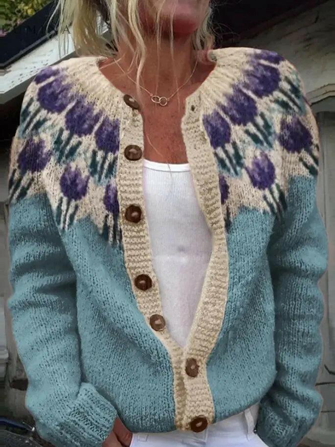 Keysha | Cardigan with floral pattern - Lumina Vancouver