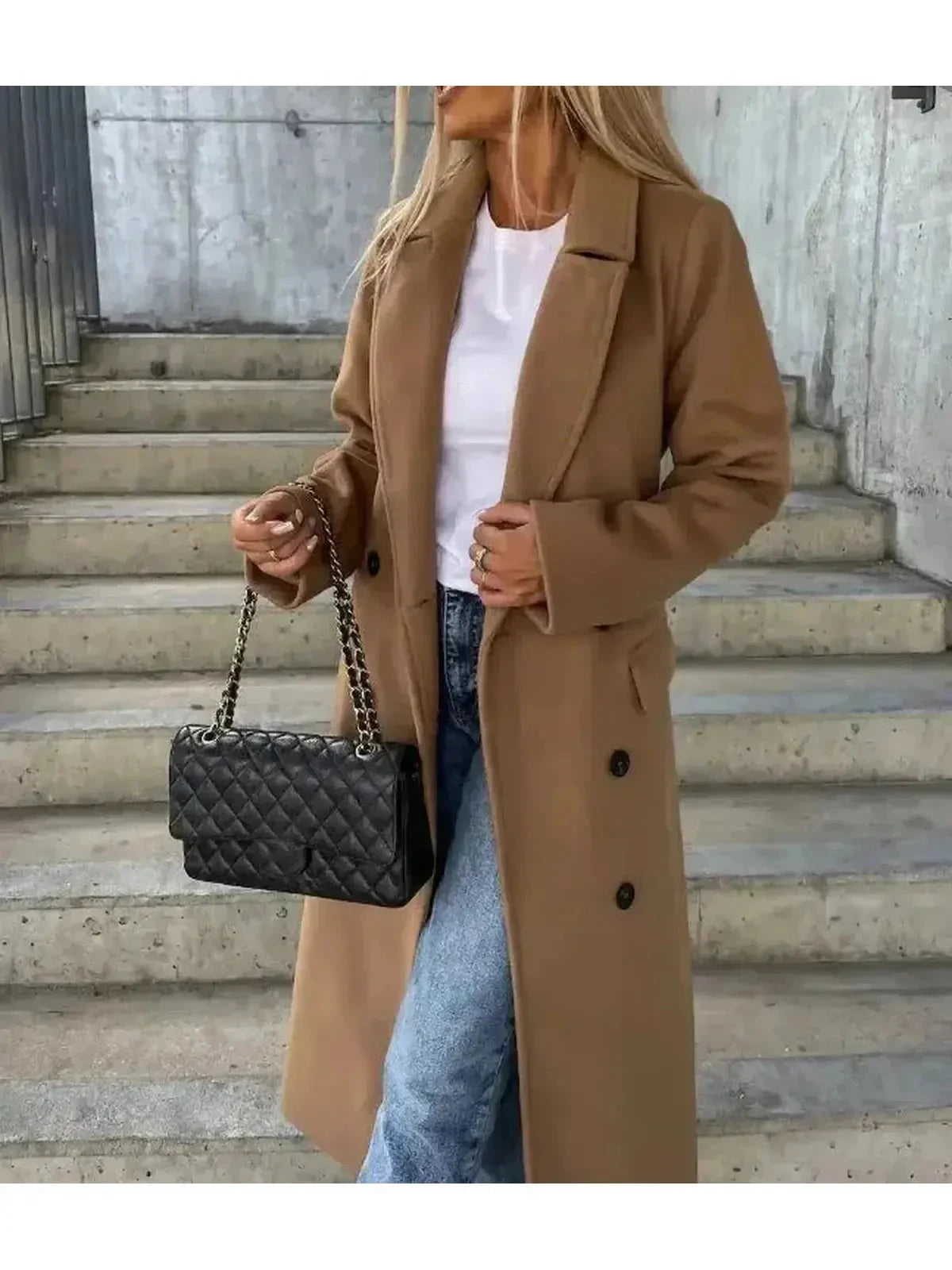 Kim™ Elegant Double-Breasted Wool Coat in beige, stylish winter coat from Lumina Vancouver's CA-COLLECTIE-15 collection.