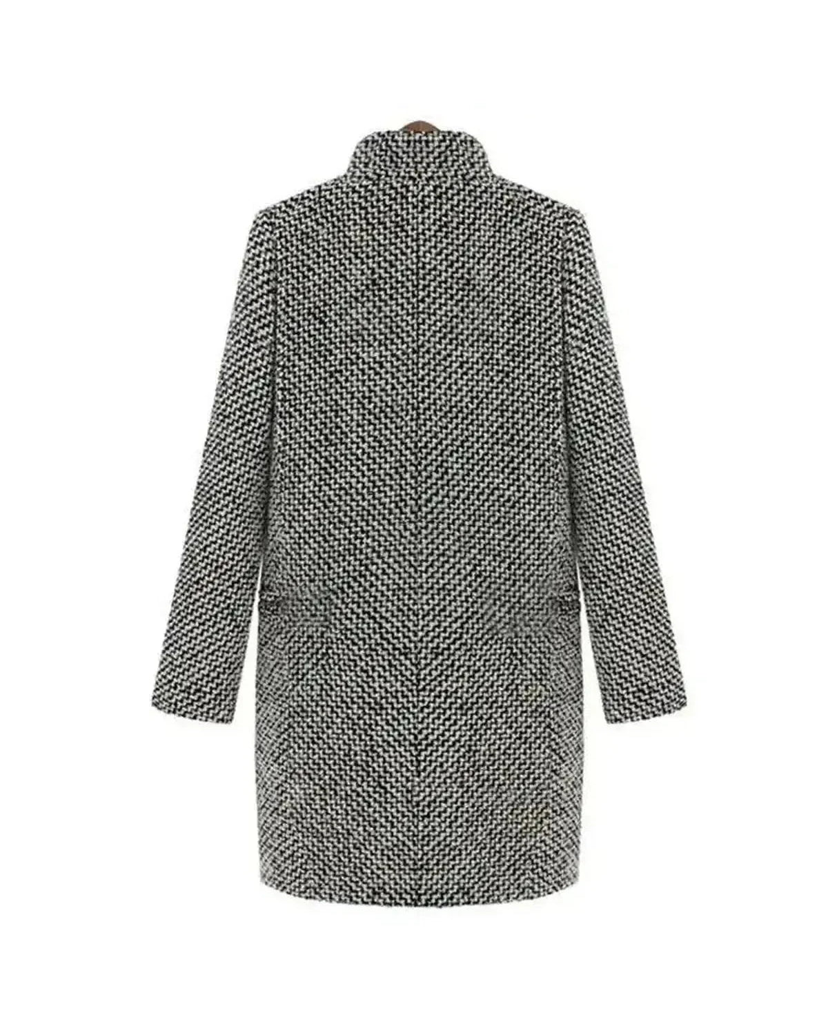 Klara long wool coat by Lumina Wear, elegant and stylish with a tailored fit, shown in a neutral color on a model.