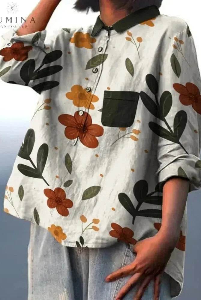Gray Koda Botanic Art T-Shirt by Lumina Wear featuring botanical print, slim fit and soft cotton fabric.