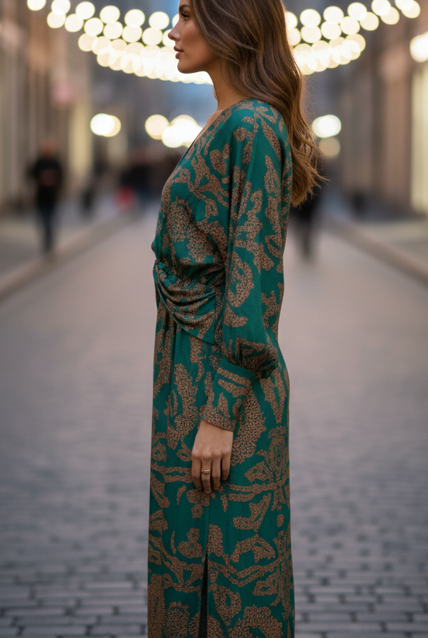 Blue Lara™ elegant dress by Lumina Vancouver featuring a stylish design, perfect for formal occasions.