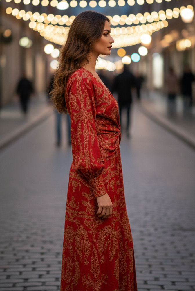 Blue Lara™ Elegant Dress by Lumina Vancouver, showcasing a stylish, flowing design perfect for special occasions.