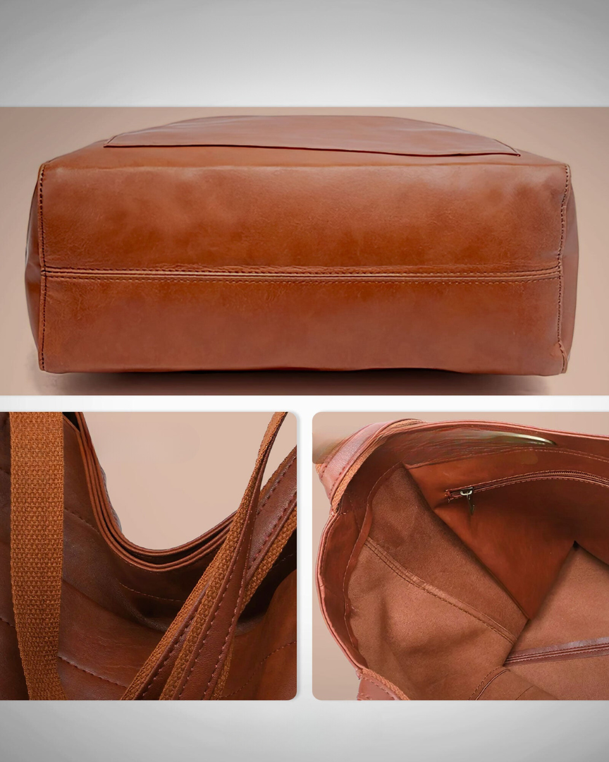 Lila Lumina Wear elegant city handbag in chestnut brown with smart storage and versatile design.