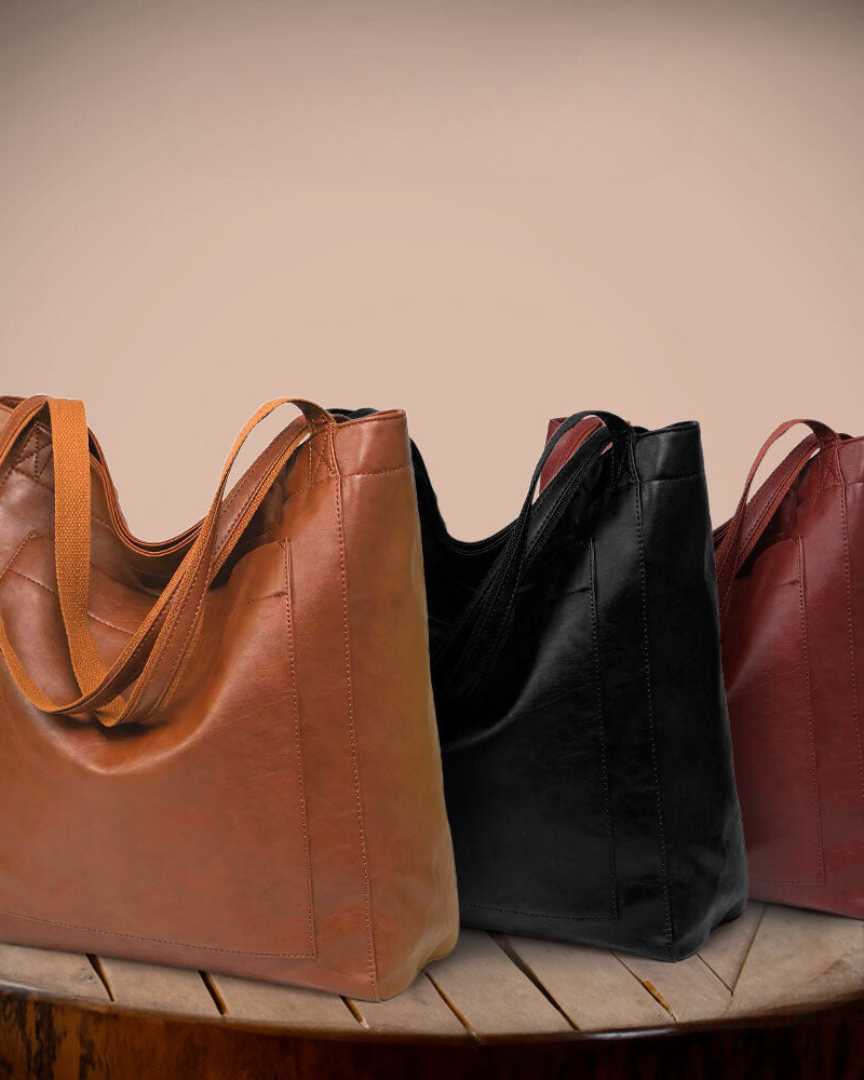 Lila Lumina Wear elegant chestnut brown city handbag with smart storage, versatile design, and stylish hand straps.