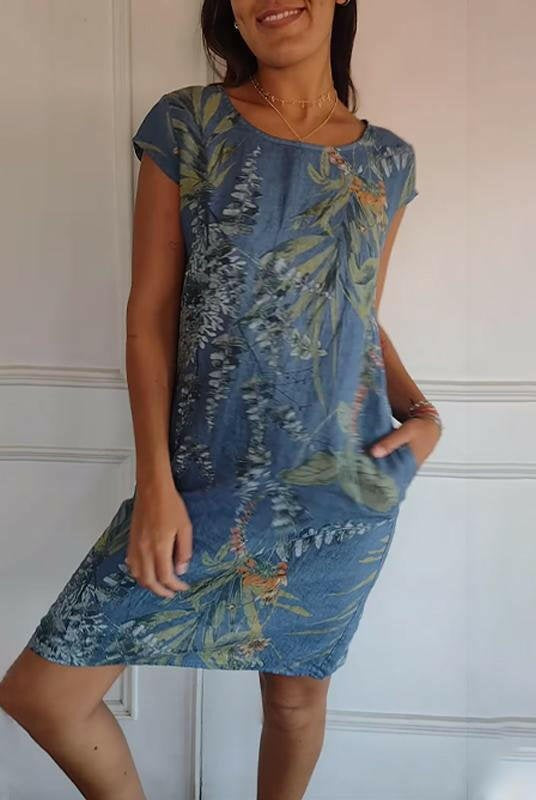 Lillian casual printed dress by Lumina Wear featuring a white fabric, stylish design, perfect for everyday wear.