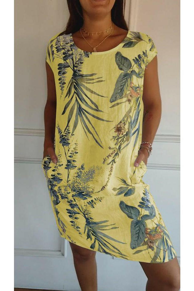 Lumina Wear Lillian casual printed dress in white, featuring a relaxed fit and stylish design, perfect for everyday wear.