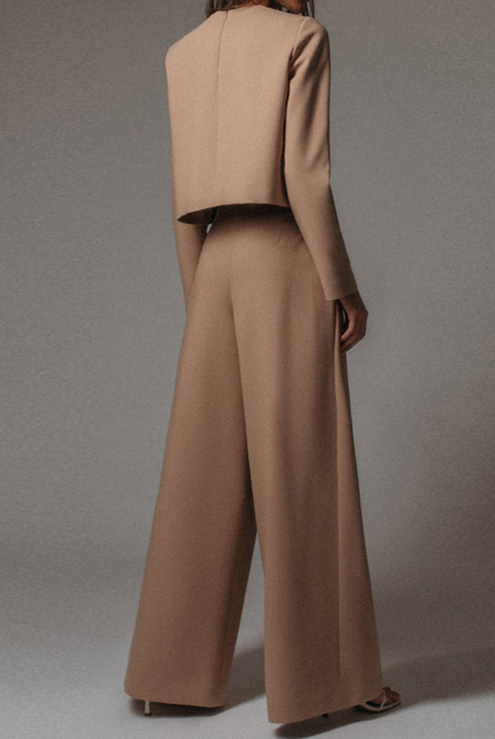 Black Lily Lumina Wear two-piece set with contemporary cropped top and wide-leg trousers, stylish and modern for casual wear.