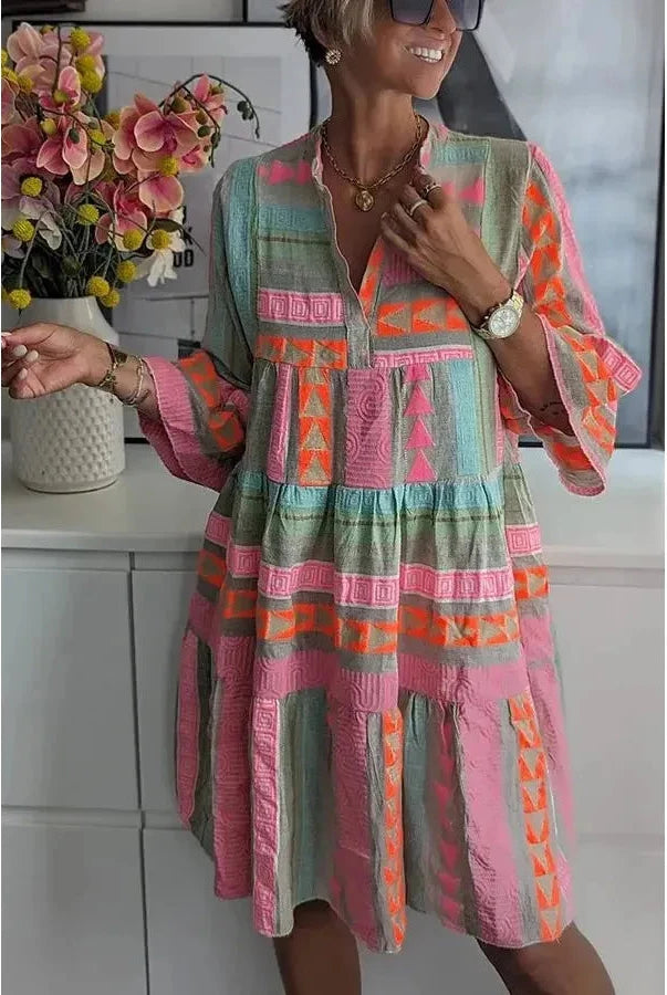 LILY™ Spring Dress by Lumina Vancouver, lightweight floral dress with short sleeves and a flowy silhouette.