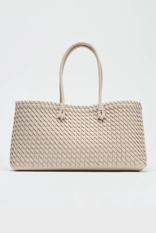 Lumina Wear Lindsay tote bag in cream with elegant woven design, spacious interior, perfect for stylish everyday use.