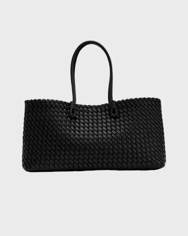 Lumina Wear Lindsay tote bag with elegant woven design, spacious cream-colored handbag for stylish everyday use.