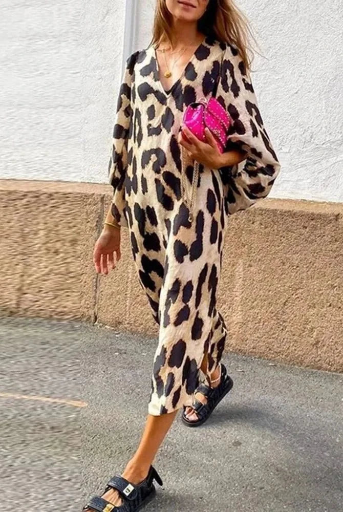 Lumina Vancouver Lisa™ leopard print dress featuring a stylish, fitted design with bold animal print fabric.