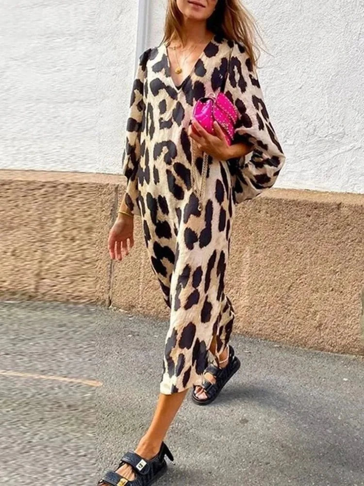 Lumina Vancouver Lisa™ leopard print dress featuring a stylish, fitted design with bold animal print fabric.