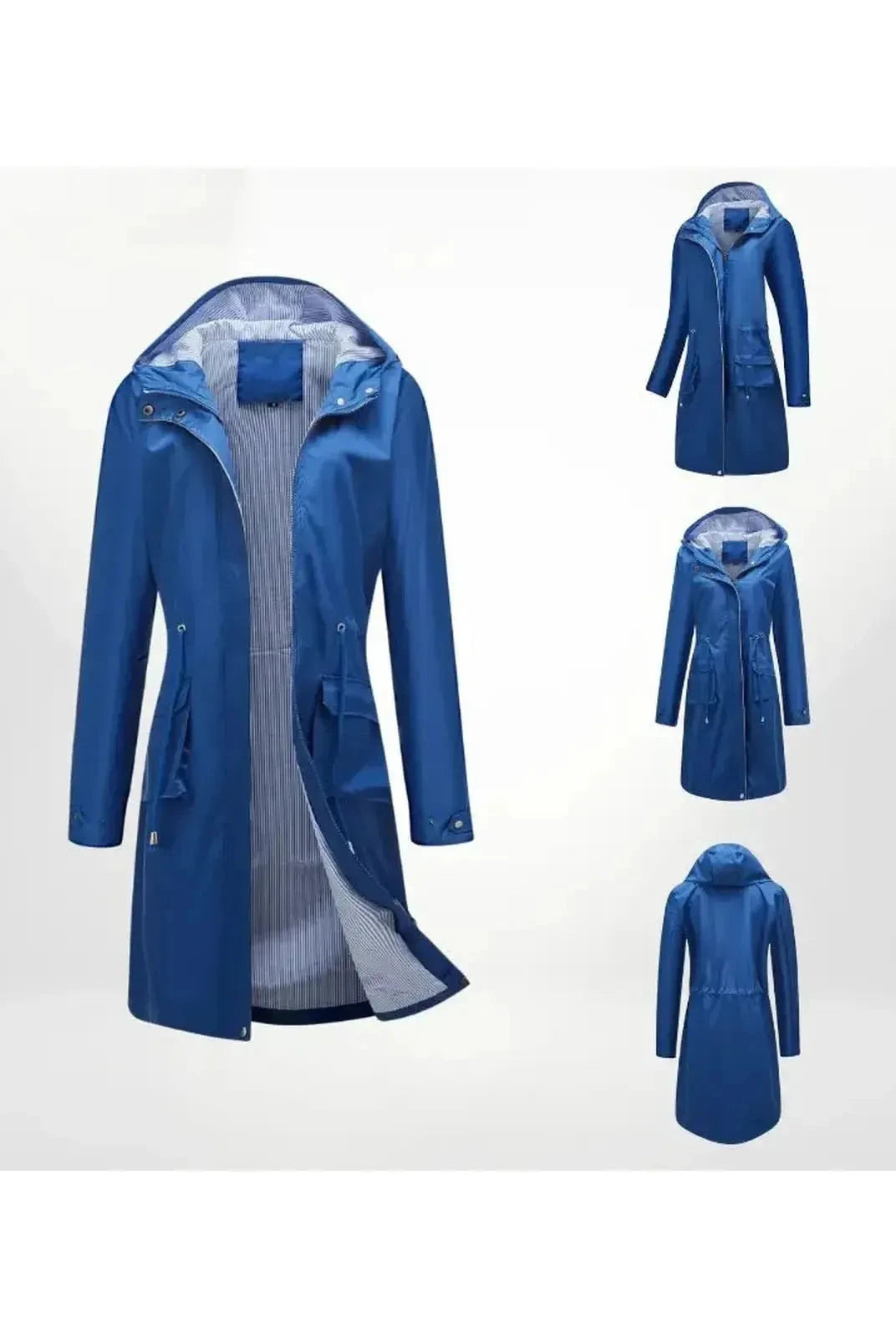 Blue Lizaya elegant trenchcoat with drawstrings, stylish and lightweight, from Lumina Vancouver's CA-COLLECTIE-15 collection.