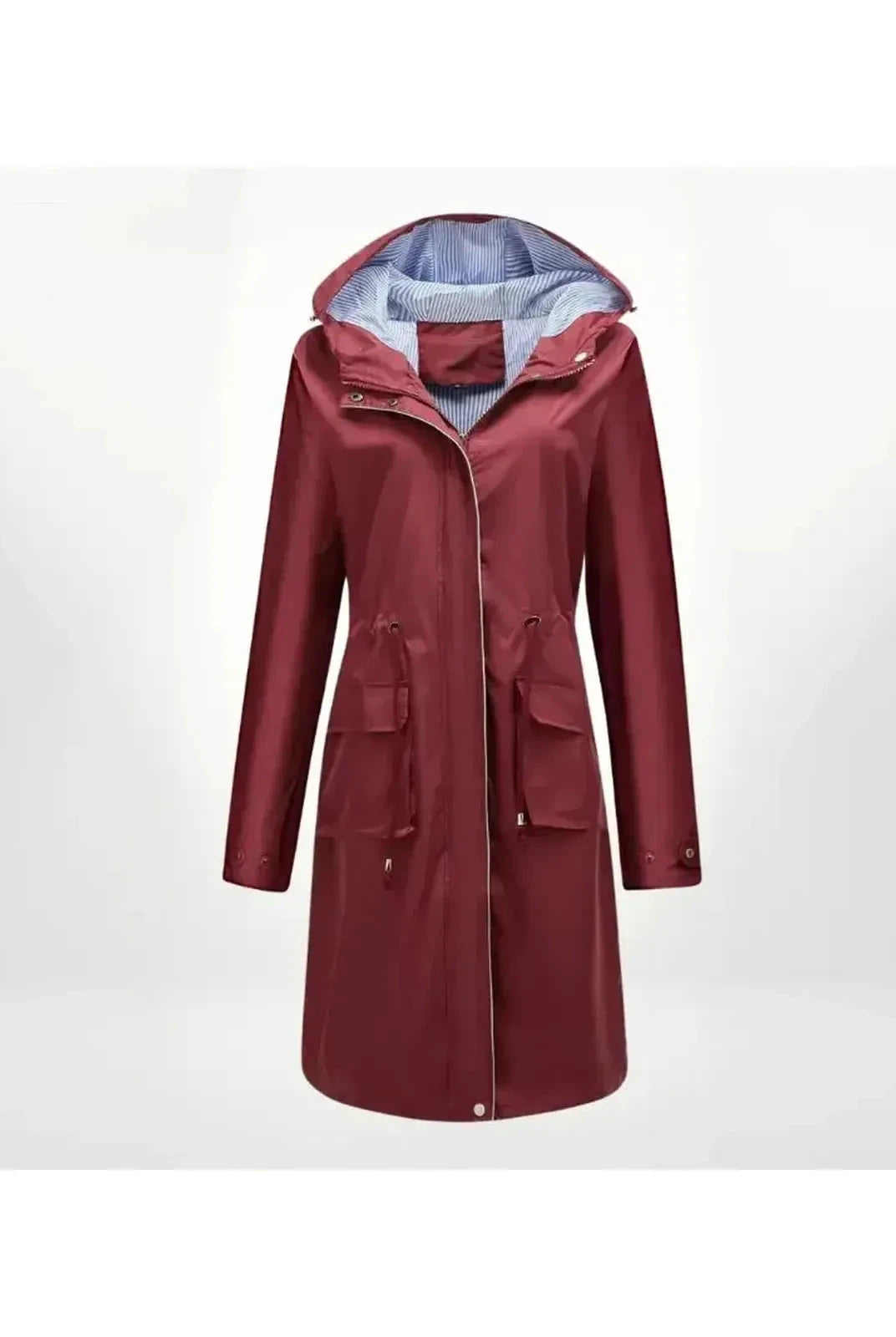 Blue Lizaya elegant trenchcoat with drawstrings, stylish and lightweight, from Lumina Vancouver's CA-COLLECTIE-15 collection.