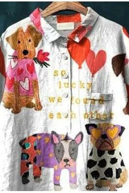 Colorful Claudette Canine Art T-Shirt by Lumina Wear featuring a vibrant dog illustration on a casual tee.