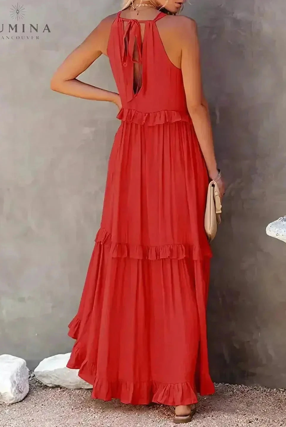 Lorena - Halterneck Dress With Ruffles and Pockets