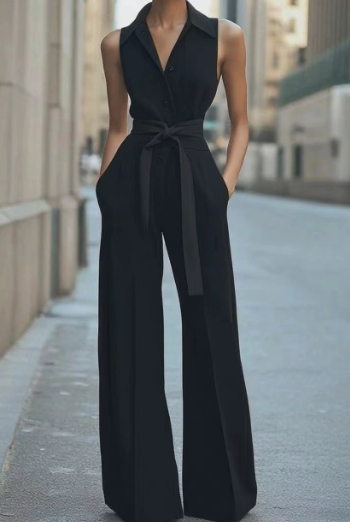 Orange Lucienne sleeveless jumpsuit by Lumina Vancouver, featuring a fitted waist and stylish wide-leg design.
