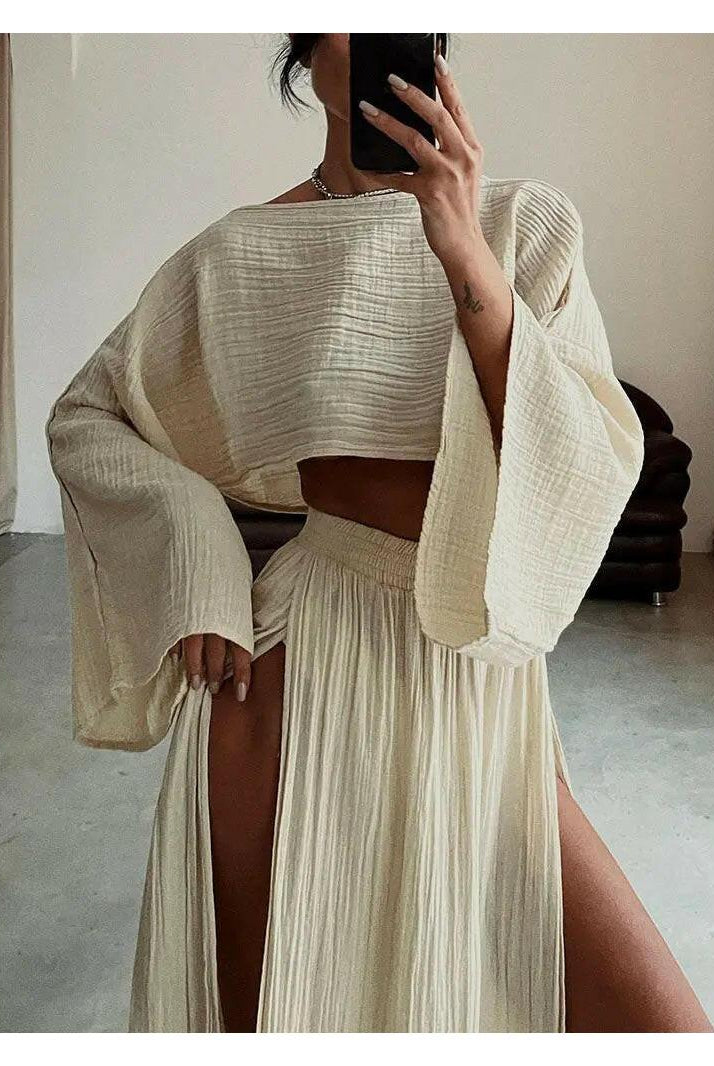 Green Laure Two-Piece Set from Lumina Wear featuring a stylish top and matching shorts, perfect for casual wear.