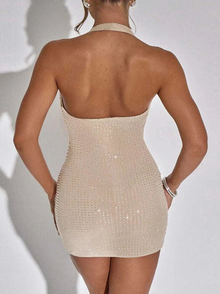Black Nova Sequin Bodycon Mini Dress by Lumina Vancouver, featuring shimmering sequins and a fitted silhouette.