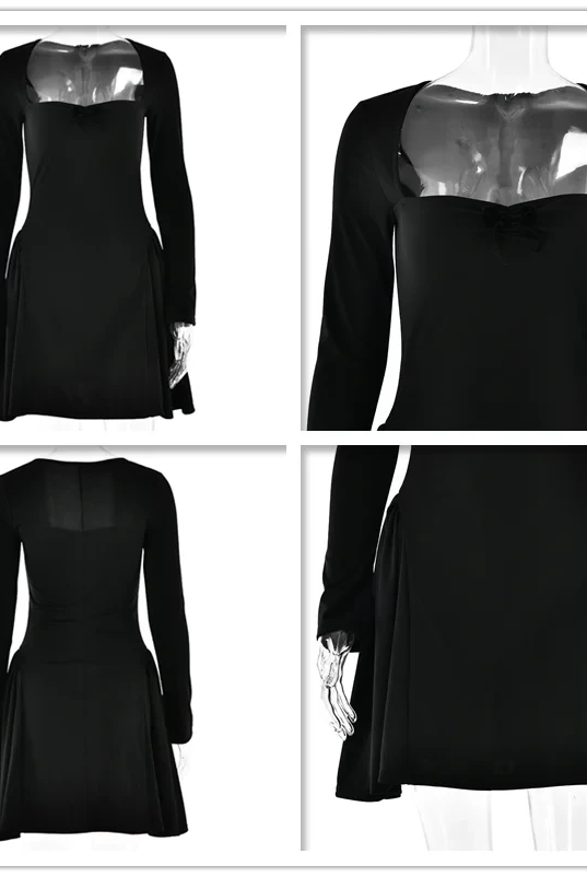 Black women's mini dress by Lumina Wear featuring an A-line fit, perfect for casual or semi-formal occasions.