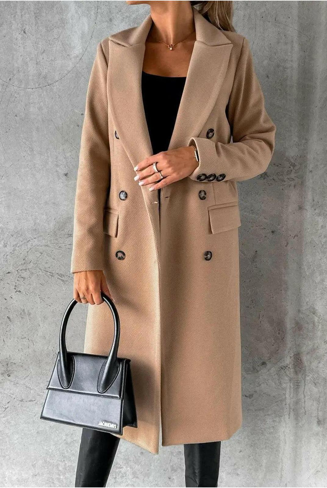 Khaki Kate woolen coat by Lumina Vancouver, long fit women’s coat with a stylish and cozy design.