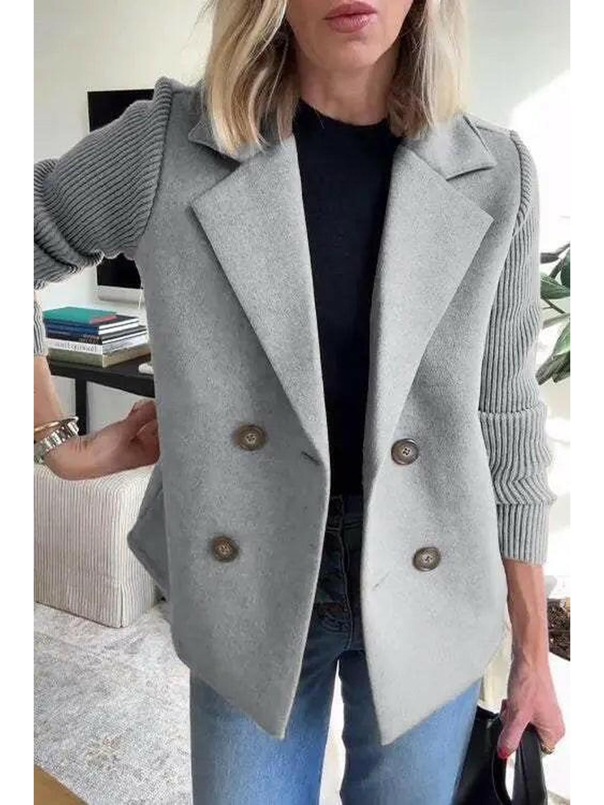 Pink Lumina Vancouver Harper casual coat with button patchwork sleeves, featuring a stylish and relaxed design.