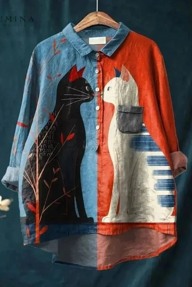 Lumina Wear Ula Cat Art Tee featuring a stylish cat illustration on a comfortable cotton t-shirt.