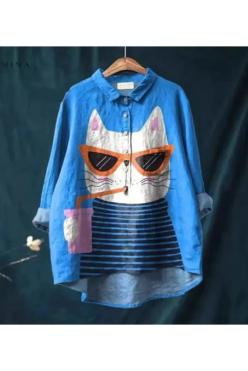 Lumina Wear Ula Cat Art Tee featuring a stylish illustration of a cat on a soft, comfortable cotton fabric.