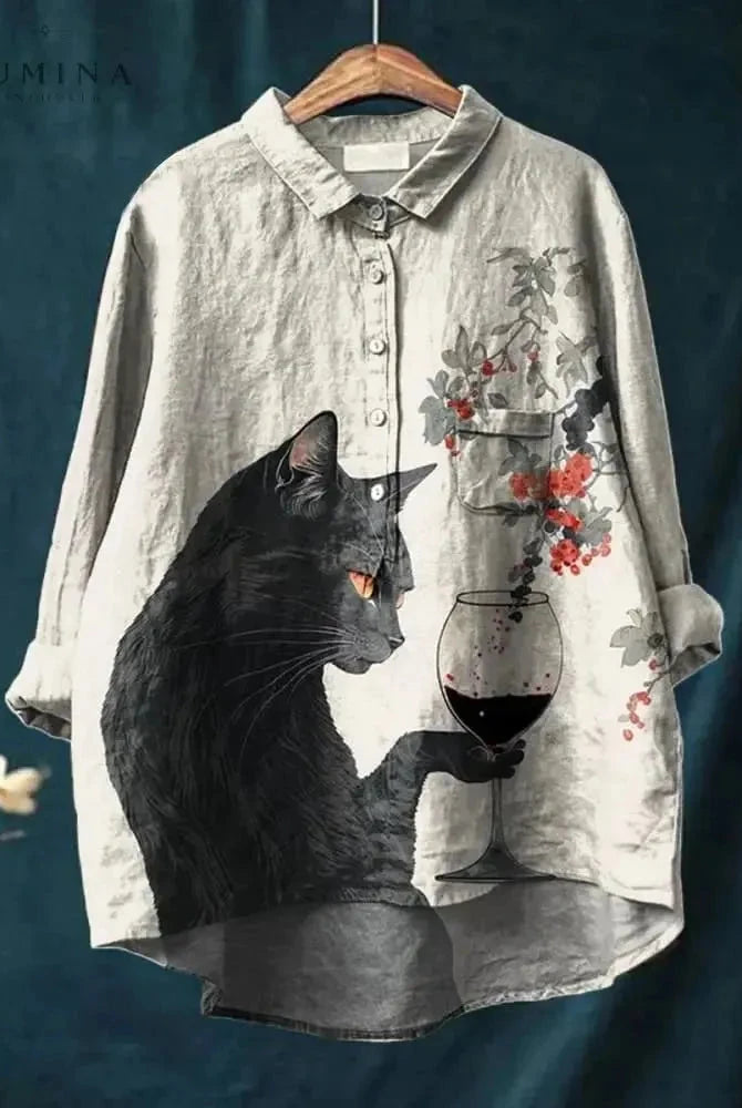 Lumina Wear Ula Cat Art Tee featuring a stylish cat illustration on a comfortable casual t-shirt.