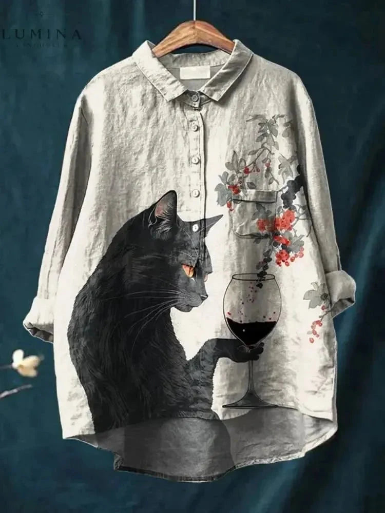 Lumina Wear Ula Cat Art Tee featuring a stylish cat illustration on a comfortable casual t-shirt.