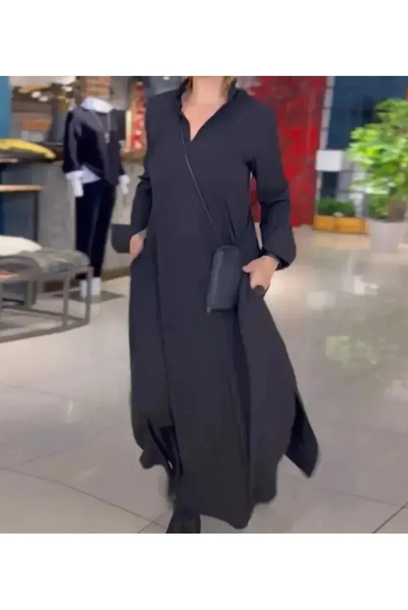 Evia Long Sleeve Dress by Lumina Wear in vibrant claret color, featuring a fitted silhouette and elegant long sleeves.