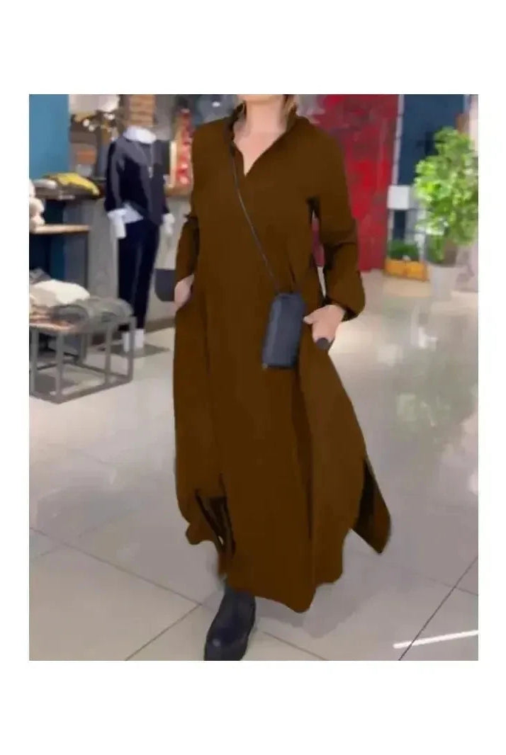 Lumina Wear Evia Long Sleeve Dress in claret, featuring a stylish long-sleeve design with a fitted silhouette.