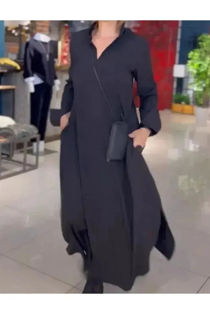 Lumina Wear Evia Long Sleeve Dress in claret color, showcasing a stylish, fitted dress with long sleeves and elegant design.
