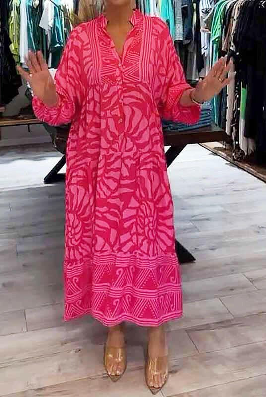 Lumina Vancouver Irene™ vibrant printed dress in blue, featuring a stylish design perfect for casual or dressy occasions.