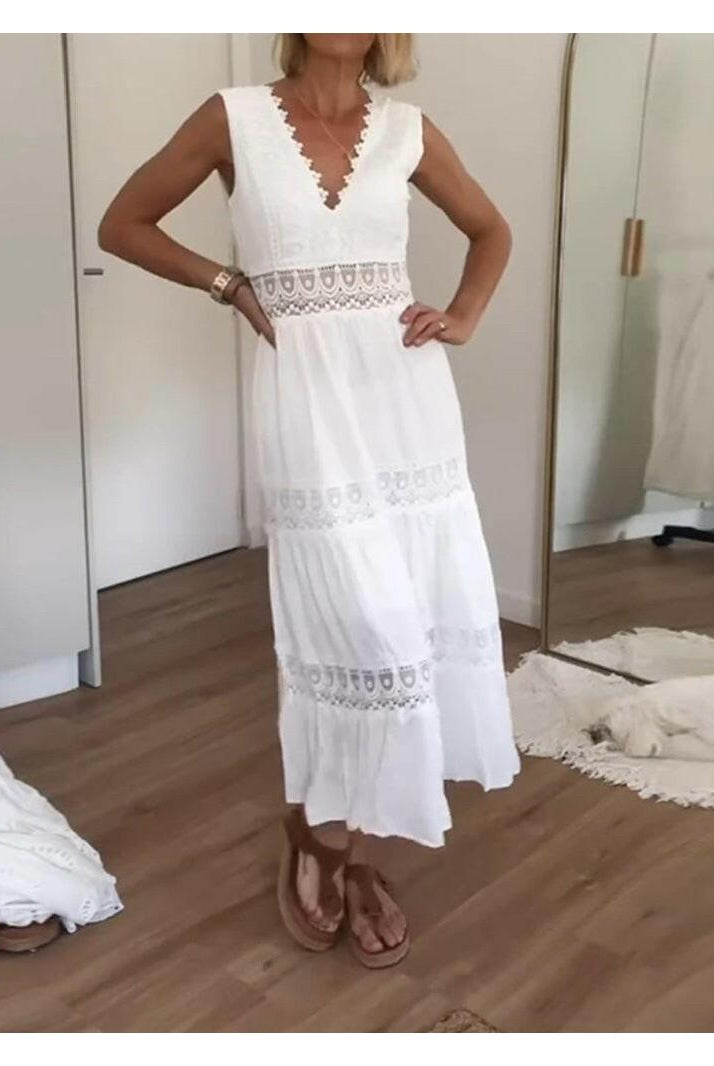 Lumina Vancouver Alexa Lace V-Neck Cami Dress featuring delicate lace and a flattering V-neck silhouette.