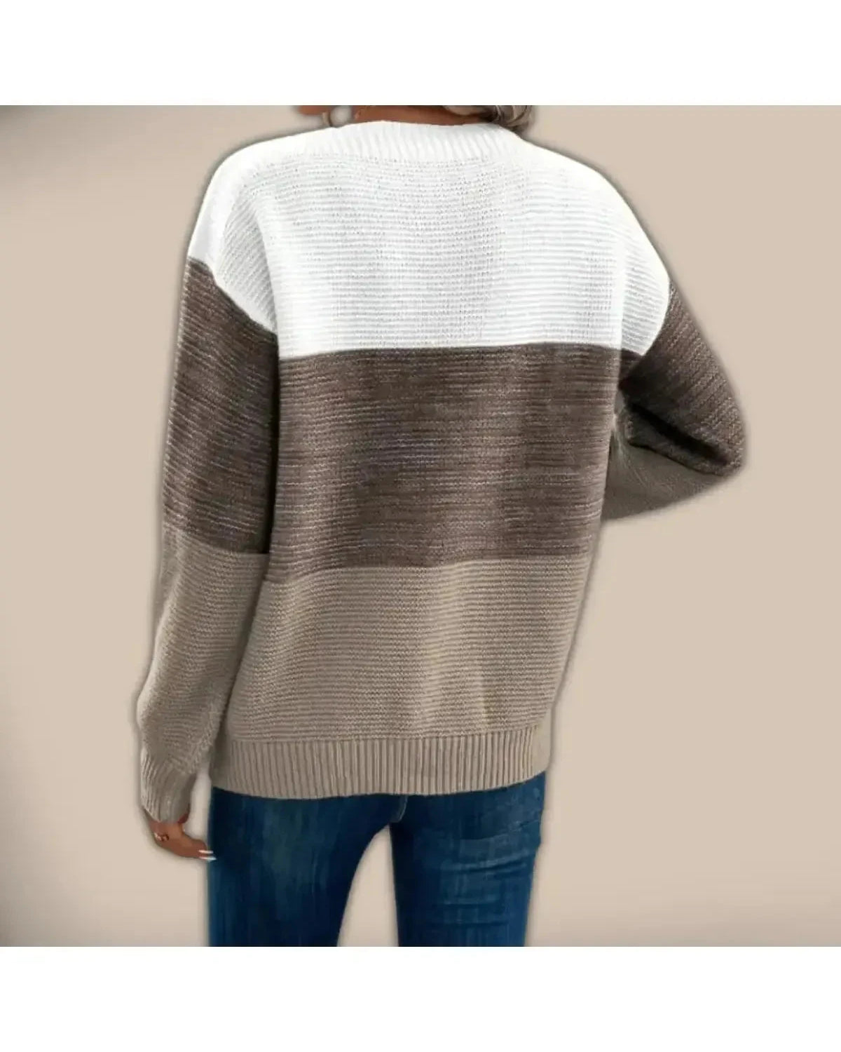 Beige Alice sweater by Lumina Wear featuring a cozy knit design, perfect for casual and stylish winter looks.